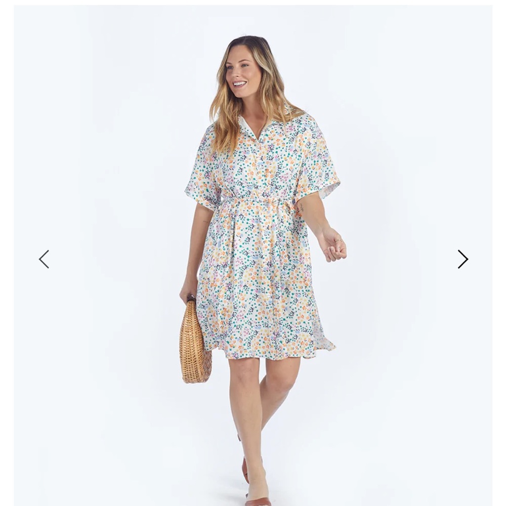 Summersalt Floral Print Do It All Tie Shirt Dress